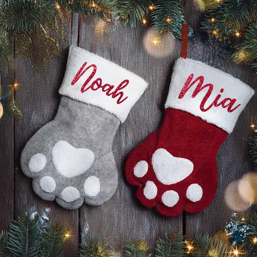 Customized Christmas stockings定制名字圣诞袜宠物圣诞礼物挂件