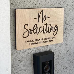 No Soliciting Door Sign 禁止推销敲门标志请勿打扰门标大门装饰