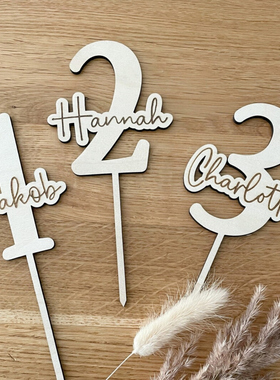 personalized Caketopper定制名字年龄生日蛋糕插牌1周岁派对装饰