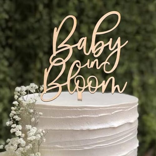 Baby in Bloom BabyShower婴儿派对蛋糕装饰宝宝性别揭示蛋糕插牌