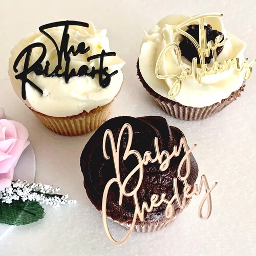 Cake Charms 定制名字蛋糕装饰生日纸杯蛋糕插牌婚礼派对拍照道具
