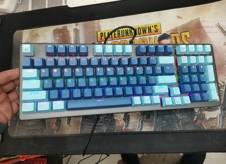 正品网吧同款磁动力zgk98-2天空之蓝插拔轴光轴机械键盘98键