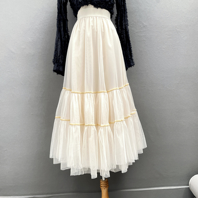 多层网纱裙仙女风丝绒可爱半身裙