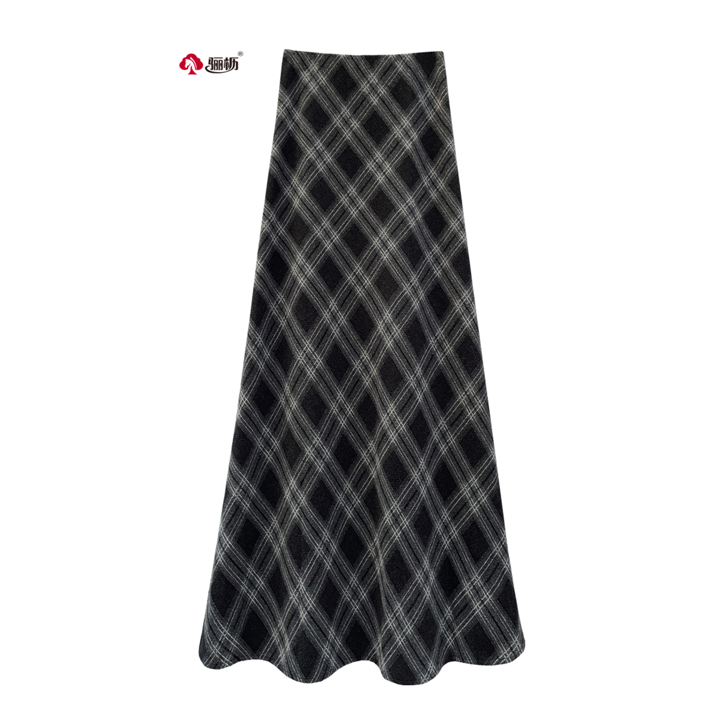 骊枥复古格子加厚毛呢长裙 秋冬a字半身裙女 高腰显瘦大摆裙815