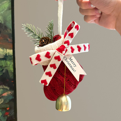 圣诞袜子铃铛挂饰礼物袋圣诞树装饰门把手装饰布置车挂件圣诞吊饰