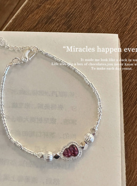 纯银手链 新款简约925紫水晶葫芦盘缠碎银子银手链调节银手饰