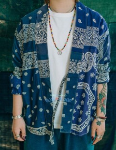 BLUE BLOOD手工古董七彩串珠小飞侠银币复古项链 摩根银币