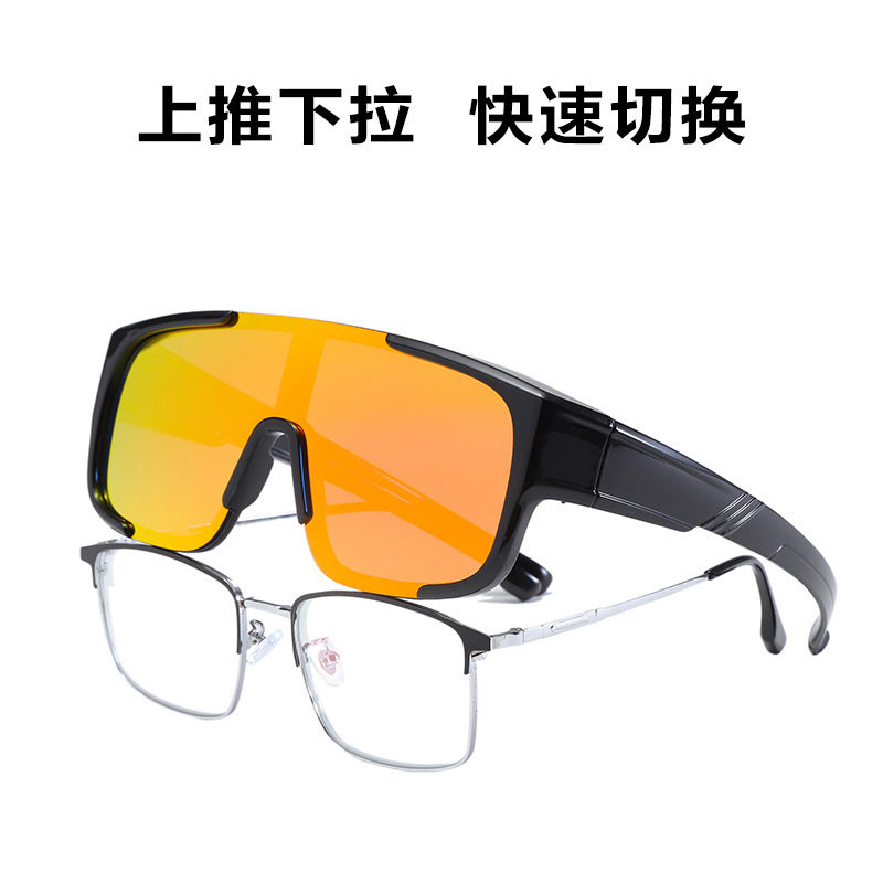 外单tr90镜架偏光炫彩骑行眼镜近视套镜自行车户外运动墨镜护目镜