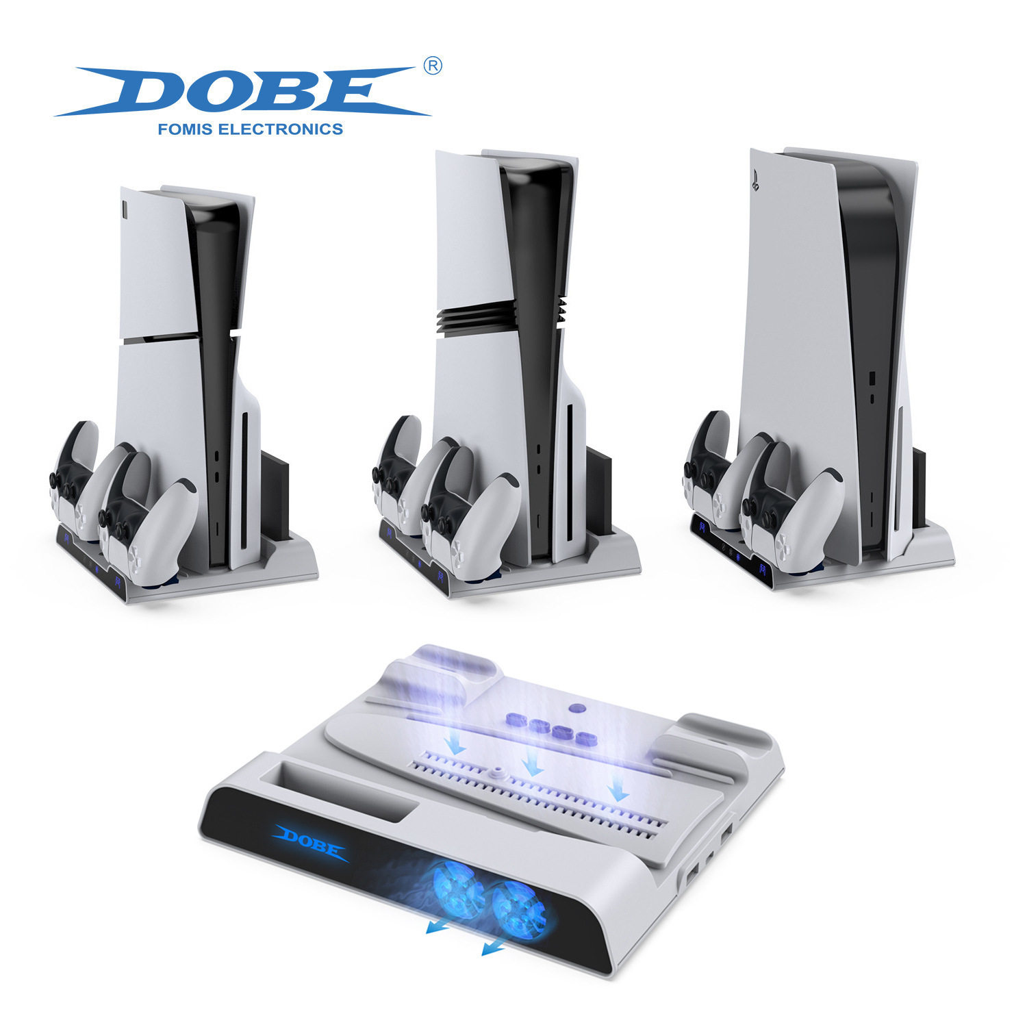 PS5pro/PS5slim/PS5主机通用散热风扇底座P5手柄座充移动硬盘收纳