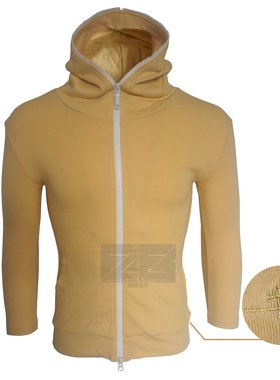 日单外贸 黄色弹力棉 八分袖 九分袖 双拉链修身卫衣帽衫连帽夹克