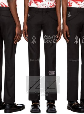 SANKUANZ 上官喆 黑色 纯羊毛 休闲西裤 正装西裤 镶钻 镶嵌钉珠