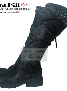 KMRii | 14th addiction Crush Jet Boots 暗黑牛皮拼接高靴 实拍