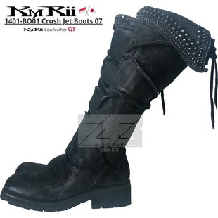 KMRii | 14th addiction Crush Jet Boots 暗黑牛皮拼接高靴 实拍