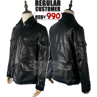 皮棉服 日单样品 绗棉 夹棉 多口袋功能皮衣 牛皮11口袋皮猎装