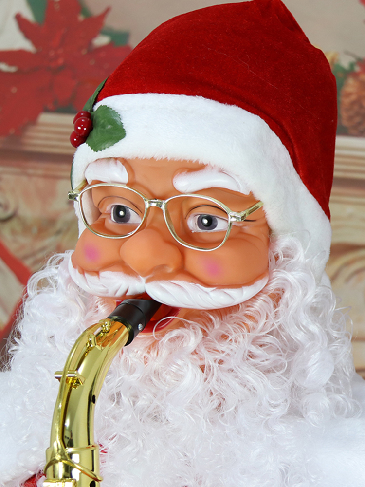 1.8M电动唱歌跳舞萨克斯圣诞老人声控光控商场酒店迎宾圣诞装饰品