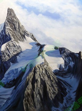 120*80cm 手绘 油画 装饰画 雪山 冬 山峰 石头  LJL涂 挂画 画布