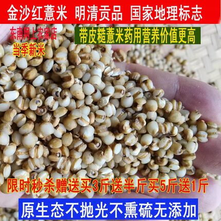 明清皇帝也吃过东南金沙薏米糙薏米仁红小薏米真空500g包邮新米