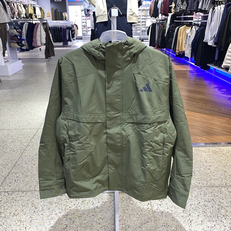 adidas阿迪达斯连帽外套男25新款运动休闲梭织拒水防风夹克KB7625