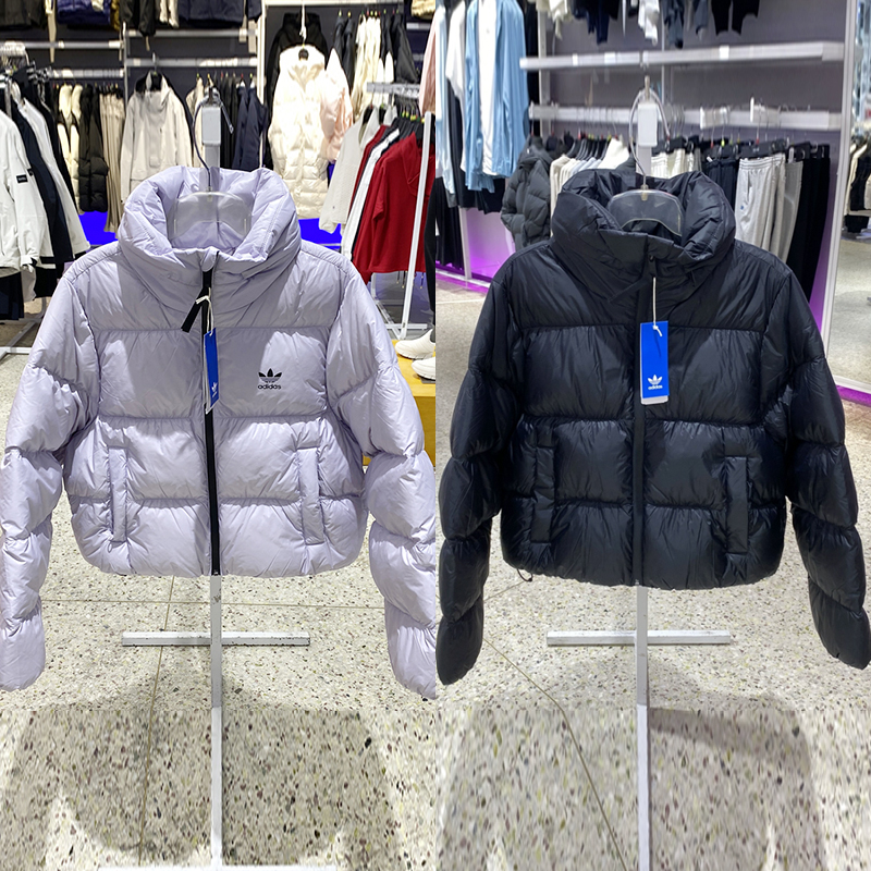 Adidas阿迪达斯三叶草女子短款羽绒服冬季保暖外套IW8369 IW8368