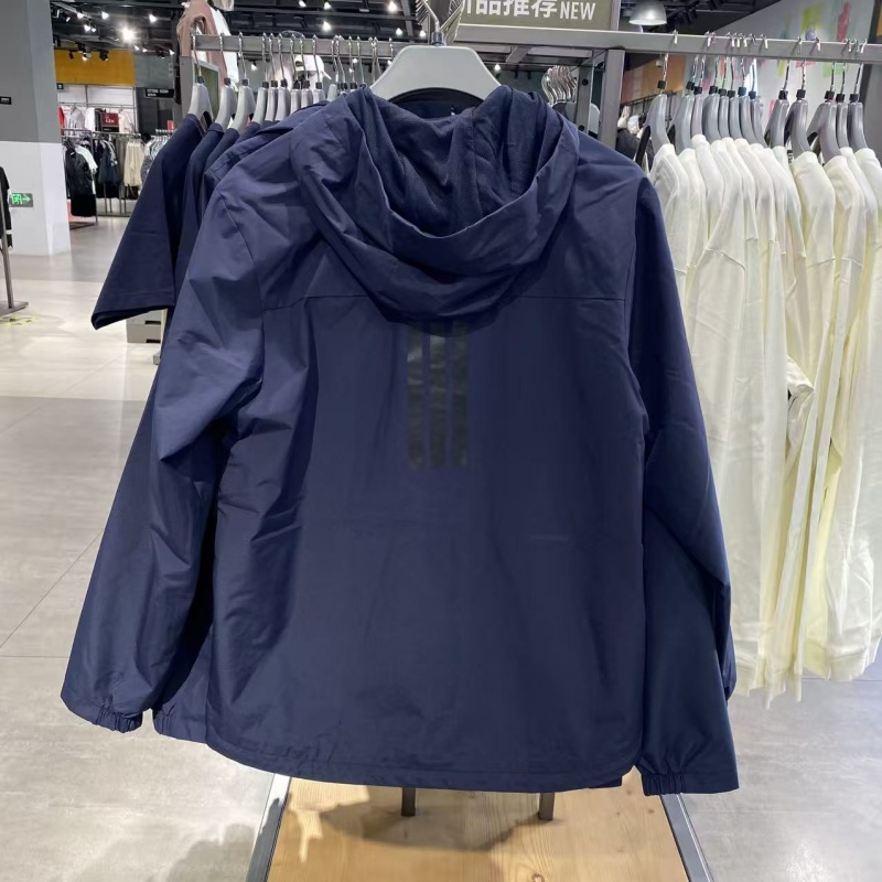 正品Adidas阿迪达斯男子春秋款户外运动冲锋衣连帽夹克外套KA9310