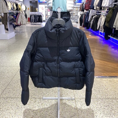 adidas阿迪达斯三叶草女羽绒服冬款运动短款鸭绒保暖面包服KC2659
