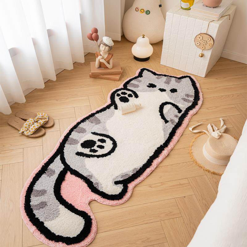 卡通猫咪仿羊绒地毯卧室床边毯子可爱卡通地垫女生房间儿童房地毯