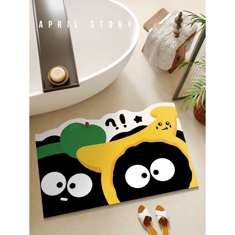 可爱煤球浴室地垫淋浴房硅藻泥吸水速干防滑垫卫生间耐脏免洗门垫