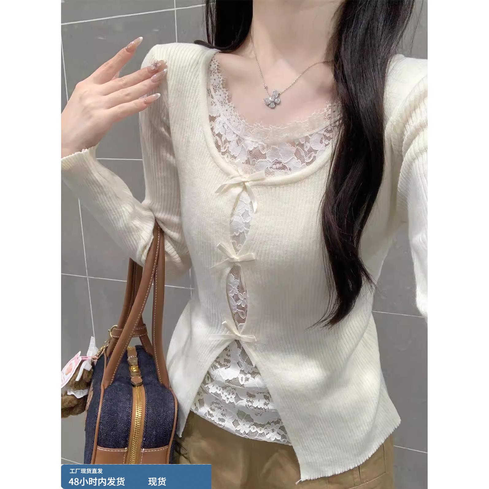 巨好看的假两件针织打底衫女内搭秋冬保暖毛衣高级感冬季长袖上衣