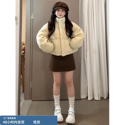 棕色毛呢短款半身裙女秋冬季新款小个子修身包臀显瘦百搭A字短裙