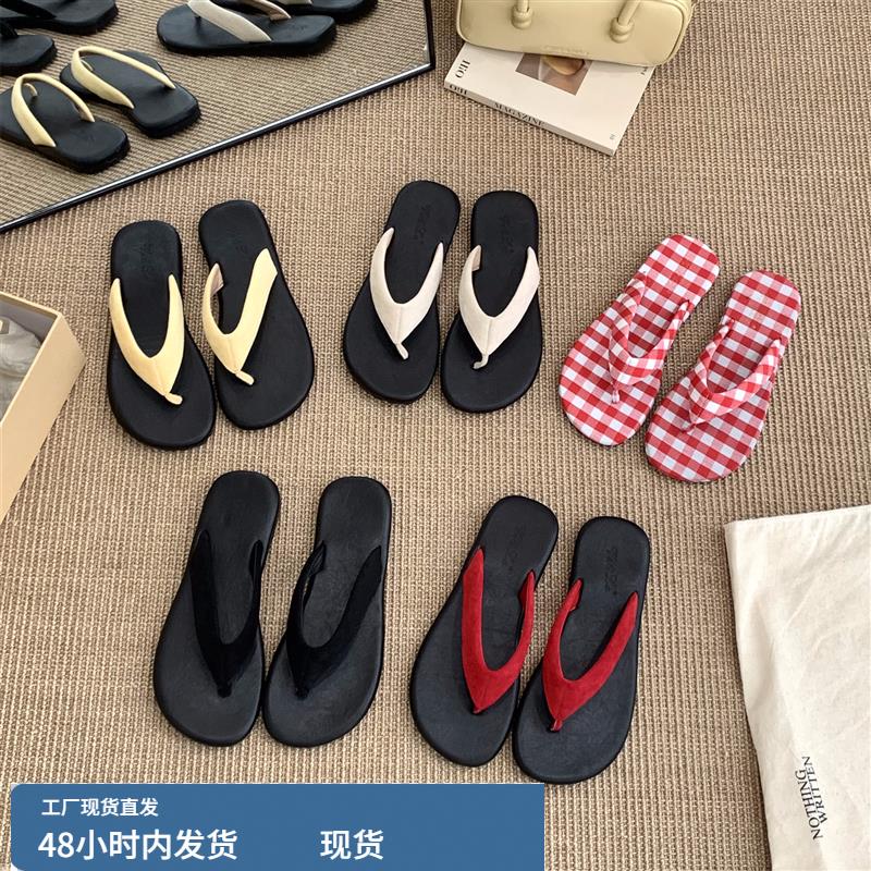 平底夹脚人字拖鞋女鞋子外穿2025夏季百搭沙滩法式小凉拖度假凉鞋