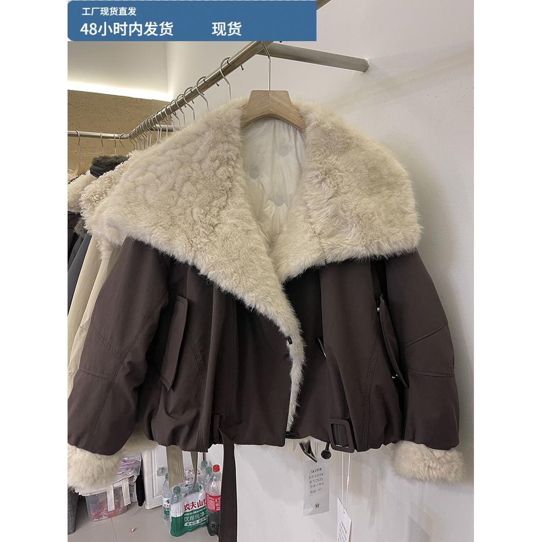 2025新女秋冬时尚短款外套女宽松显瘦上衣翻领羽绒内胆90白鸭绒