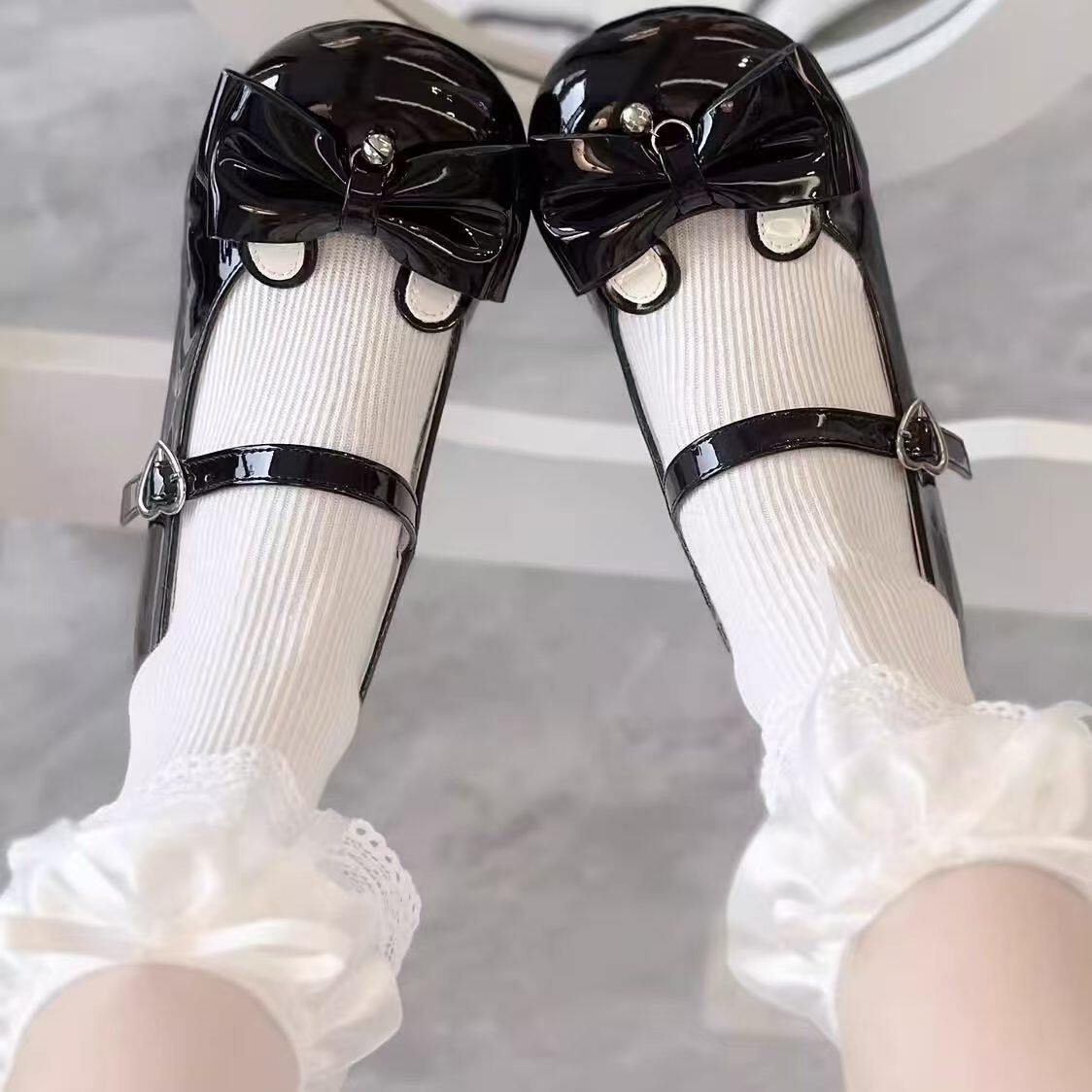 新款原创lo鞋圆头蝴蝶结日常学生洛丽塔百搭平底玛丽珍鞋女