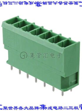 1804739 端子块连接器7POS接头公引脚带罩7.62mm绿色垂直通孔