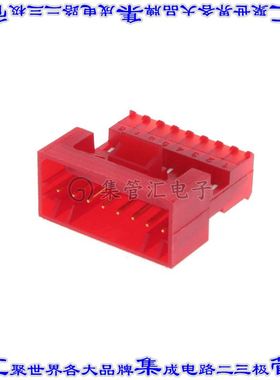 3-647016-8 矩形连接器8POS插头2.54mm公引脚红色IDC镀金自由悬挂