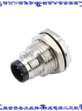 1200845180 圆形连接器4POS插座公形引脚焊接镀金面板安装通孔