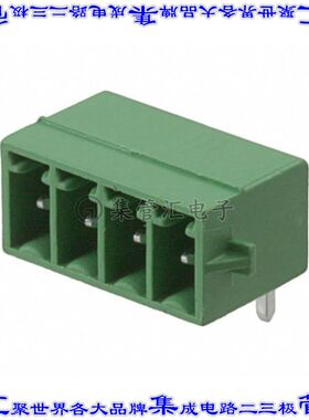 1731691 端子块连接器4POS接头公引脚带罩3.5mm绿色90DEG通孔