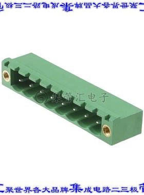 1776566 端子块连接器8POS接头公引脚带罩5.08mm绿色90DEG通孔