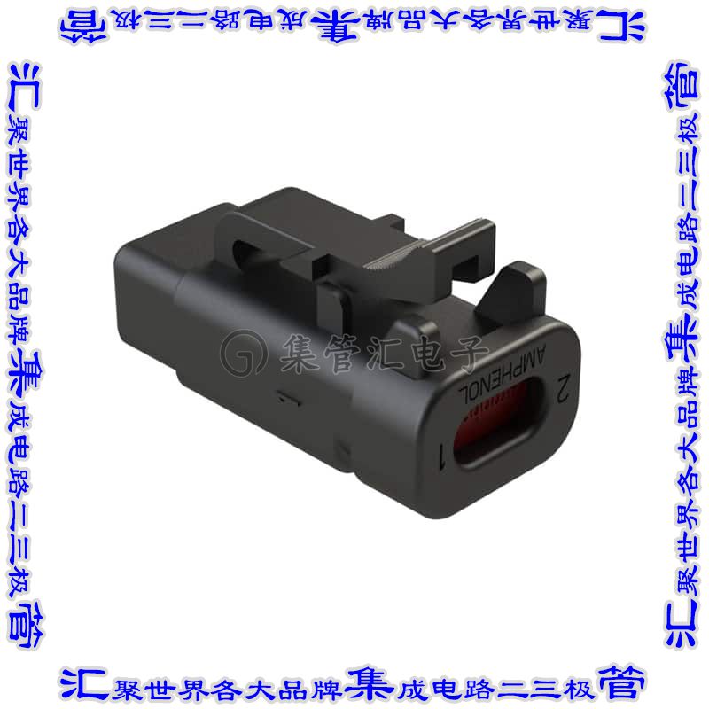 ATM06-2S-RB120BK 矩形连接器2POS插头母插口黑色压接自由悬挂