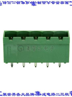 796636-5 端子块连接器5POS接头公引脚带罩5.08mm绿色垂直通孔