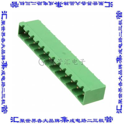 1-796644-2 端子块连接器12POS接头公引脚带罩5mm绿色90DEG通孔