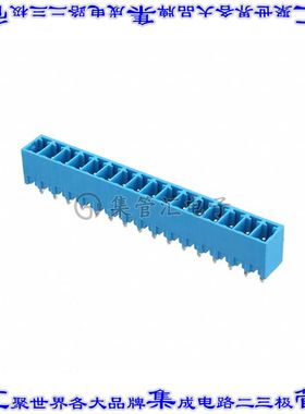 TBP02R2-381-16BE 端子块连接器16POS接头公引脚带罩3.81mm蓝色垂
