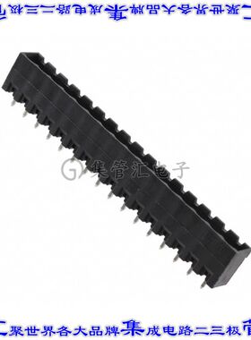 1740990 端子块连接器16POS接头公引脚带罩5.08mm黑色垂直通孔