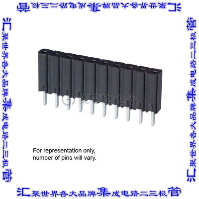 929850-01-03-10 针座连接器3POS插座2.54mm叉状通孔直针镀金