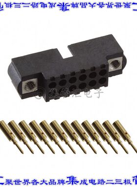 M80-5601205 矩形连接器12POS接头2排2mm公引脚黑色压接镀金自由