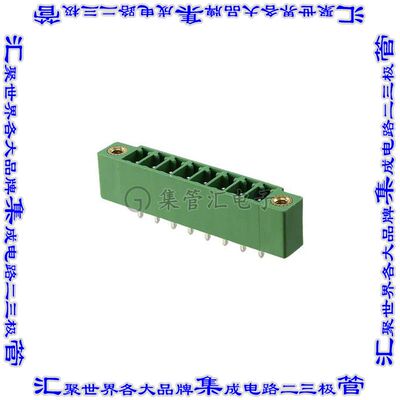 1830651 端子块连接器8POS接头公引脚带罩3.81mm绿色垂直通孔