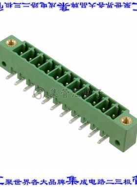 1827952 端子块连接器11POS接头公引脚带罩3.81mm绿色90DEG通孔
