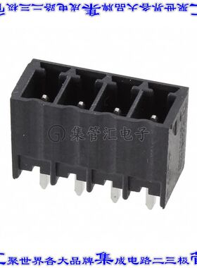 1851575 端子块连接器4POS接头公引脚带罩3.81mm黑色垂直通孔