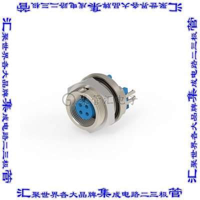 6-1437719-9 圆形连接器4POS插座母插口焊接面板安装通孔