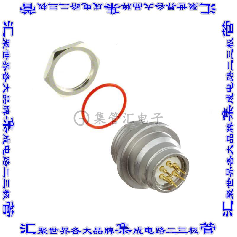 HS2P6M26-BP 圆形连接器6POS插座公形引脚焊接镀金面板安装通孔