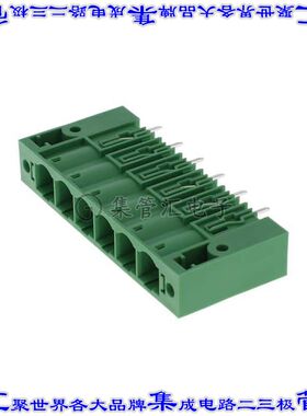 1998904 端子块连接器6POS接头公引脚带罩10.16mm绿色垂直通孔